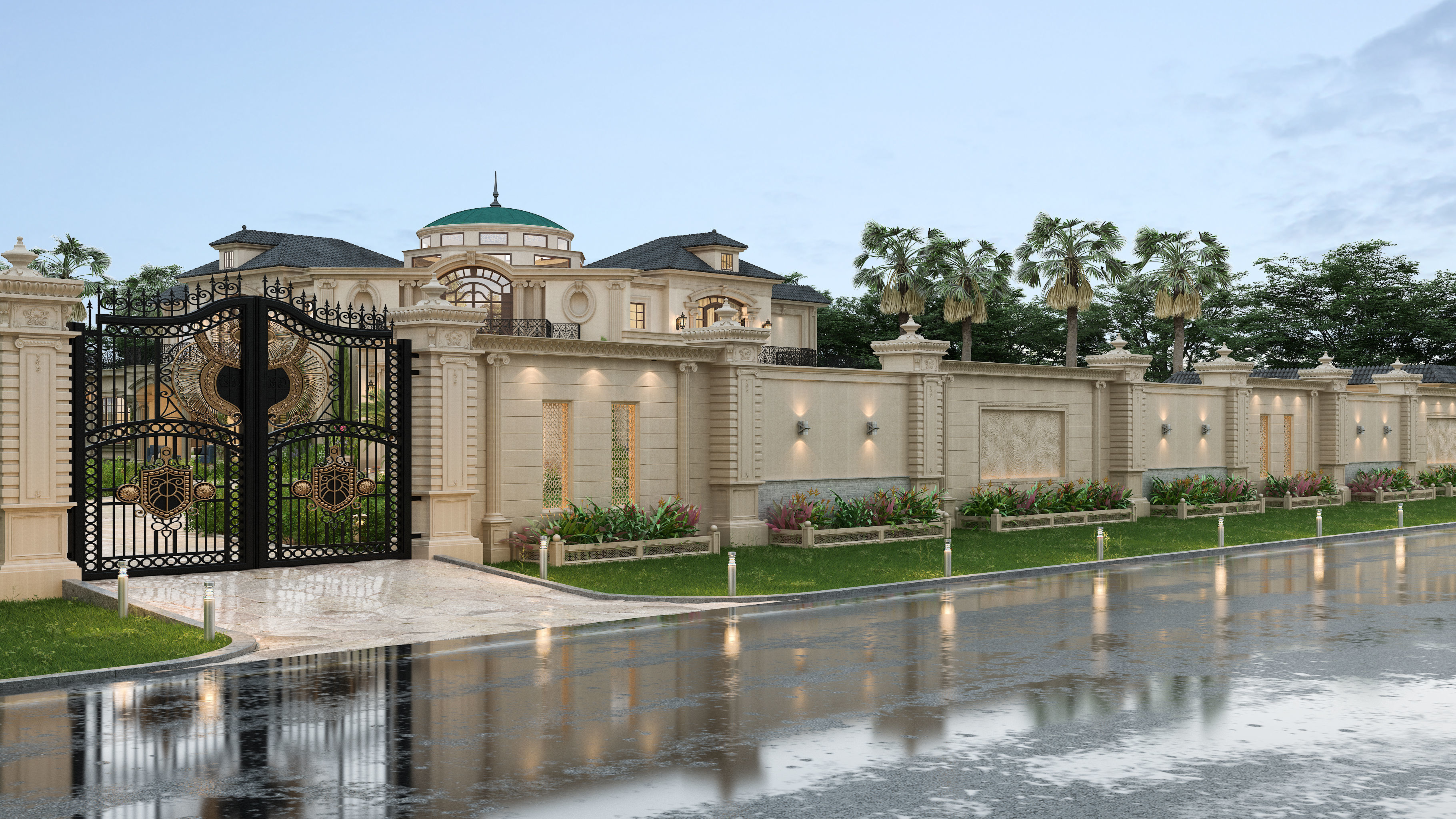 Residential Classic Villa House Exterior Scene 3D model 3D model_2