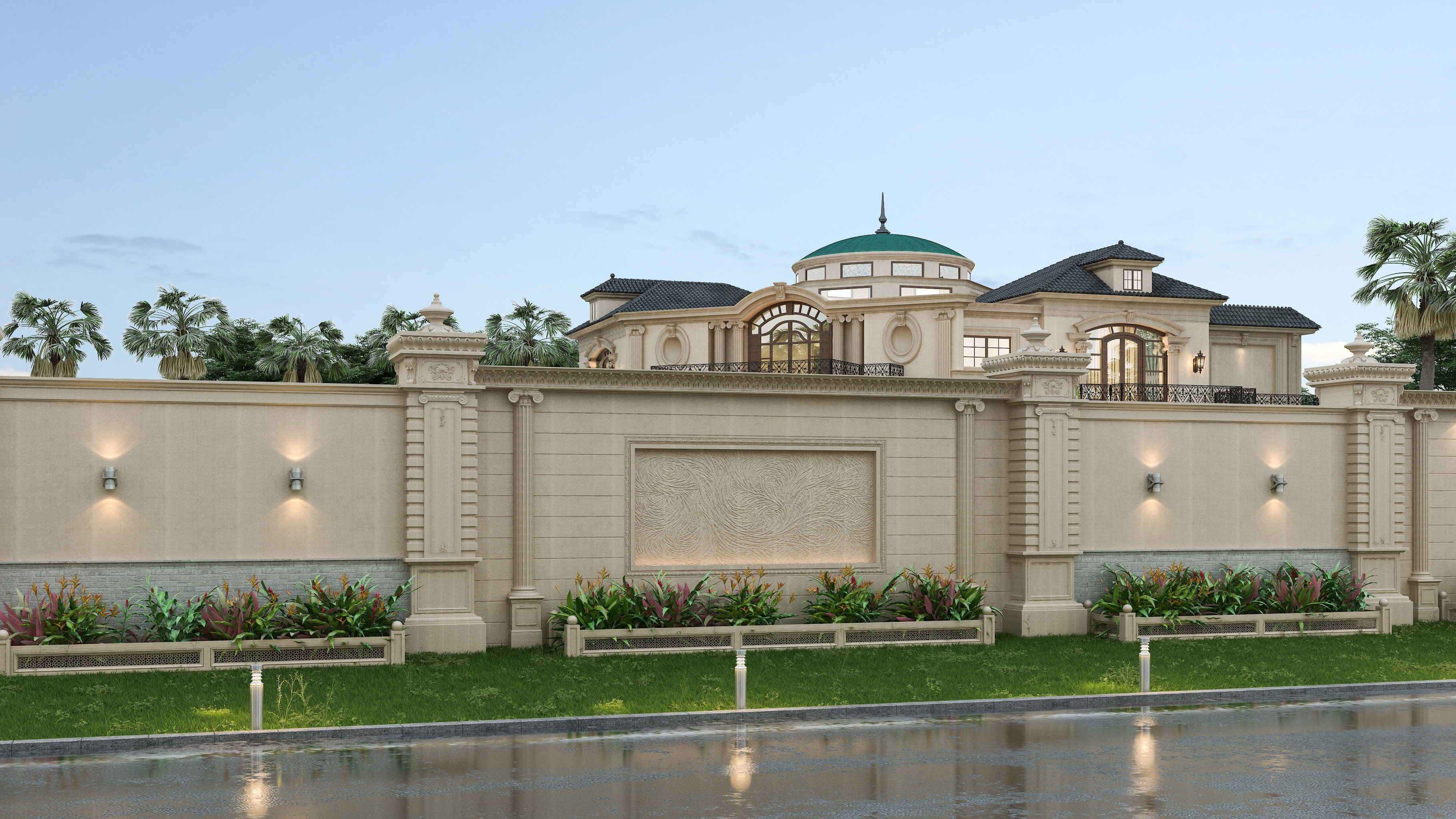 Residential Classic Villa House Exterior Scene 3D model 3D model_10