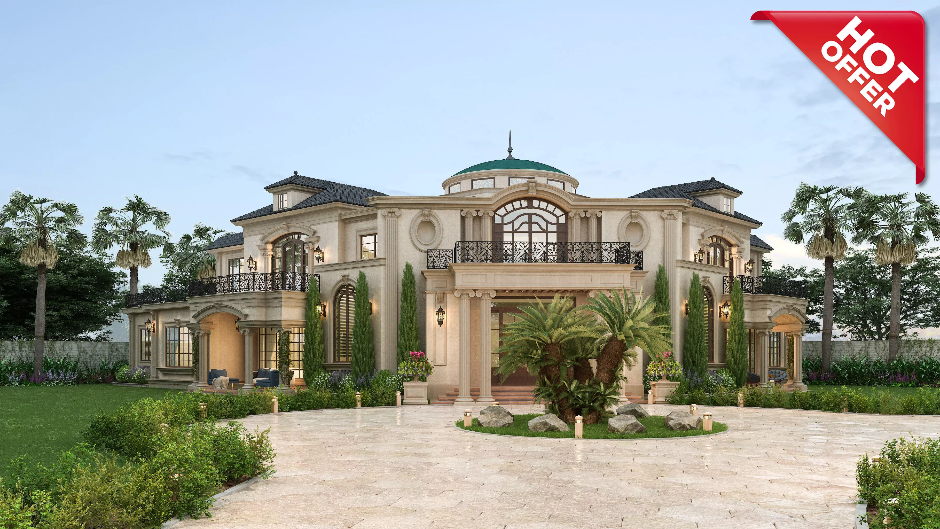 Residential Classic Villa House Exterior Scene 3D model 3D model_0