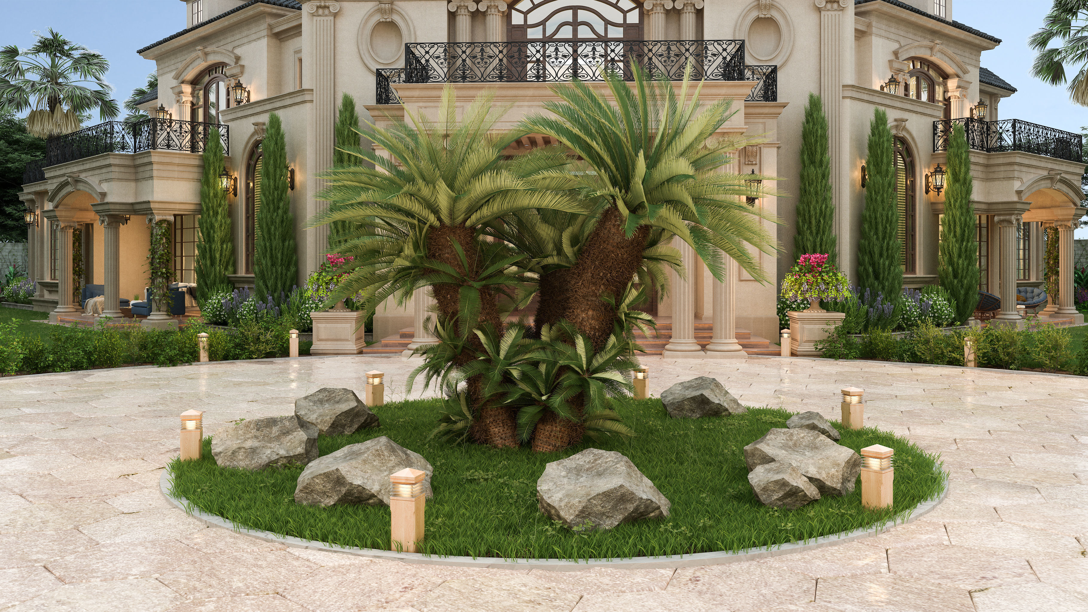 Residential Classic Villa House Exterior Scene 3D model 3D model_28