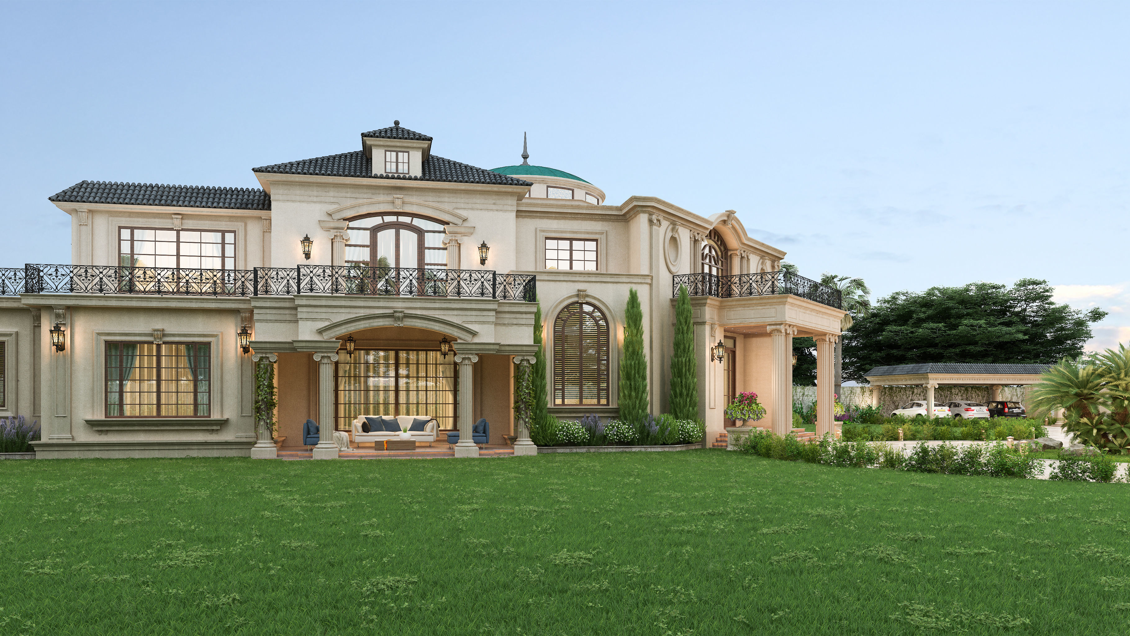 Residential Classic Villa House Exterior Scene 3D model 3D model_22