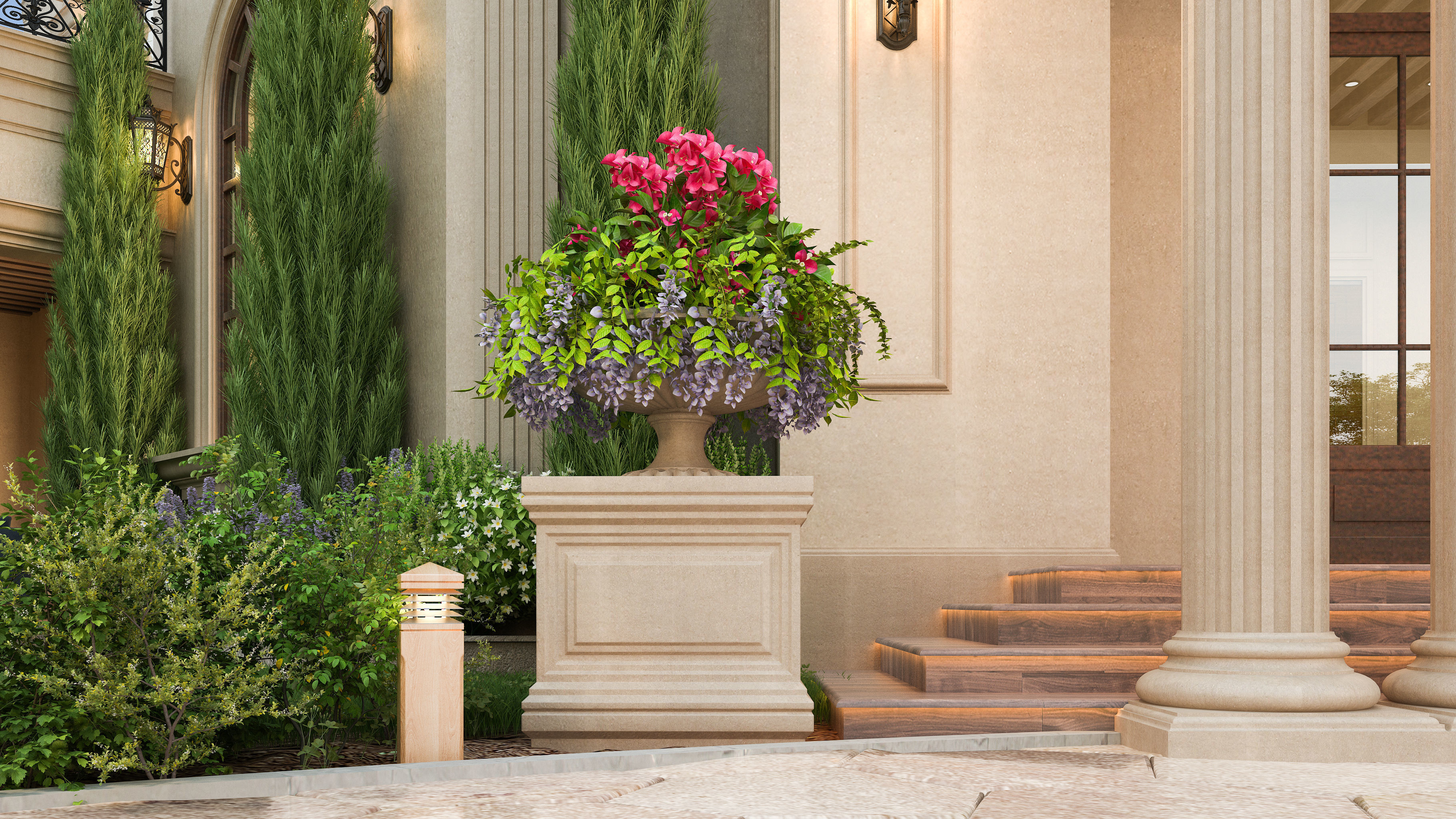 Residential Classic Villa House Exterior Scene 3D model 3D model_26