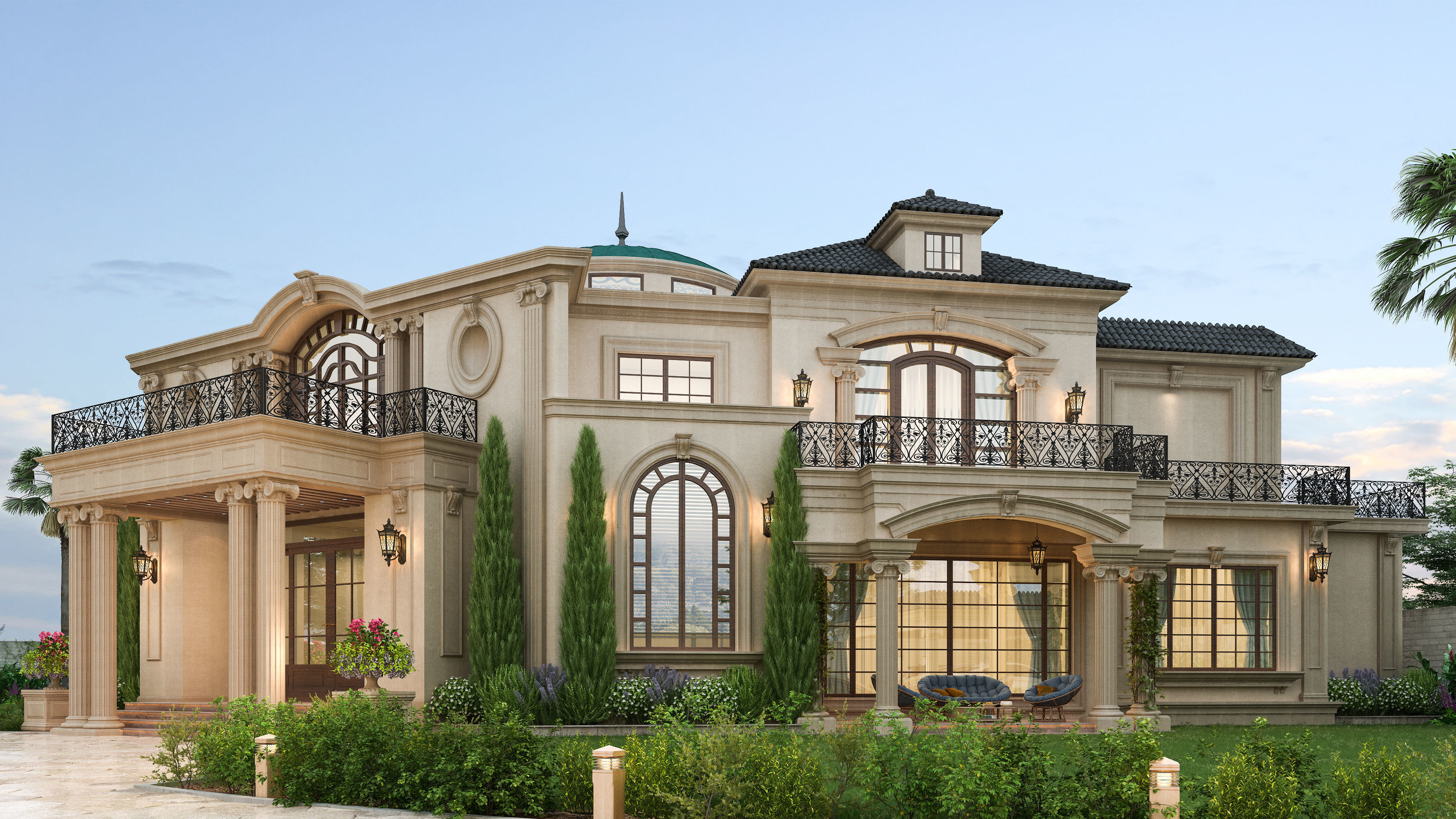 Residential Classic Villa House Exterior Scene 3D model 3D model_18