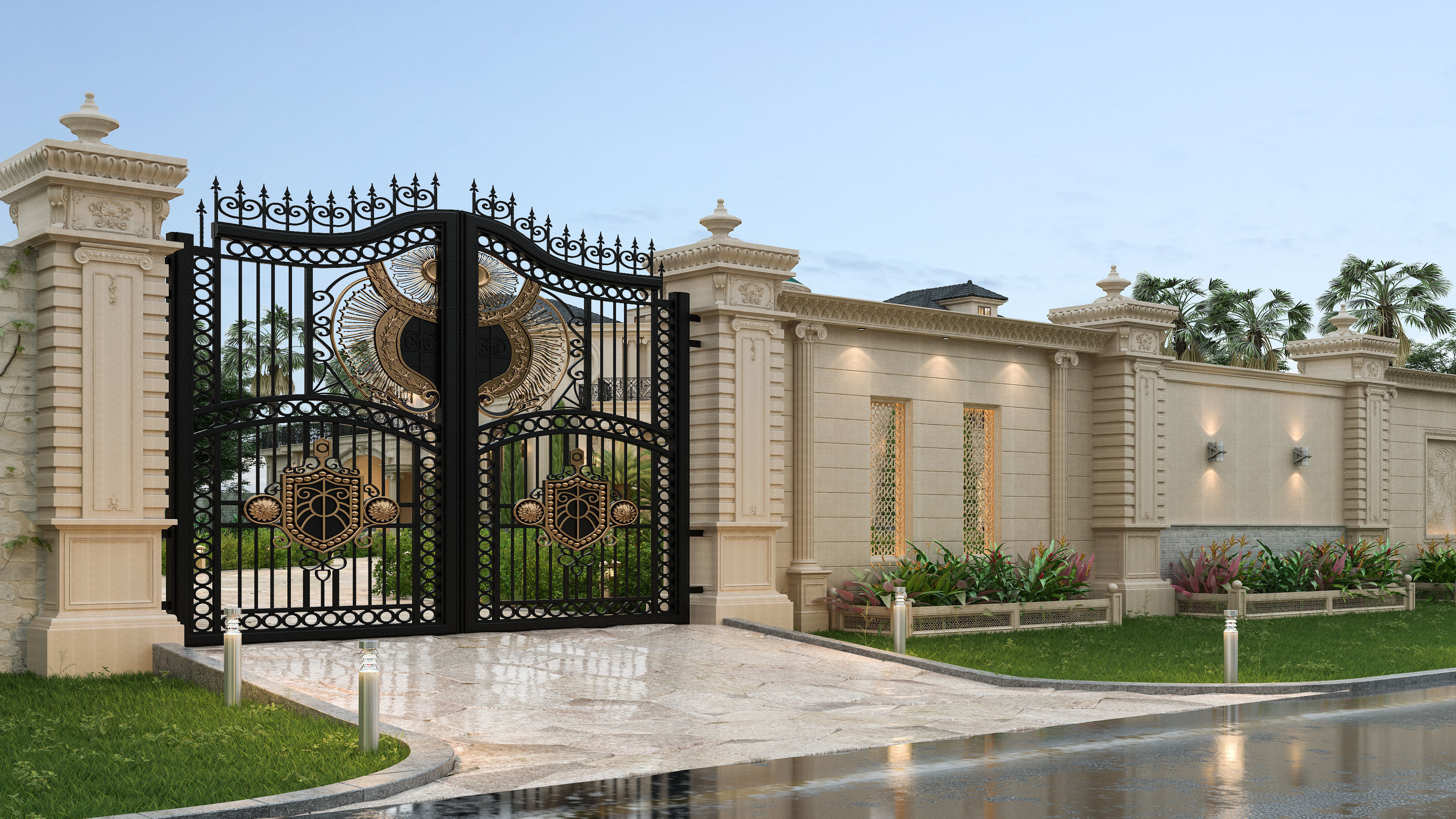 Residential Classic Villa House Exterior Scene 3D model 3D model_14