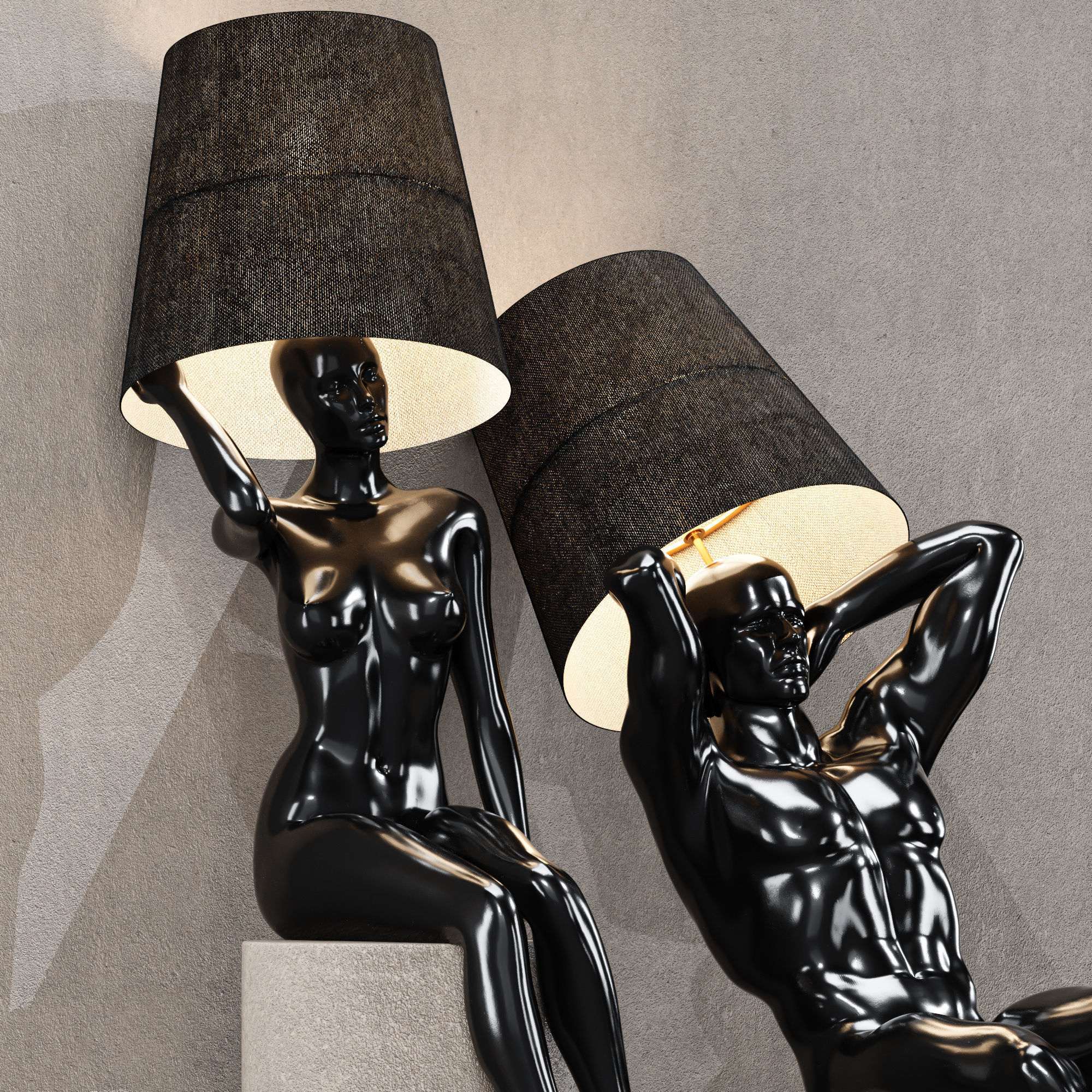 Hommer human lampshade Floor lamp Collection Pose03 3D model_4