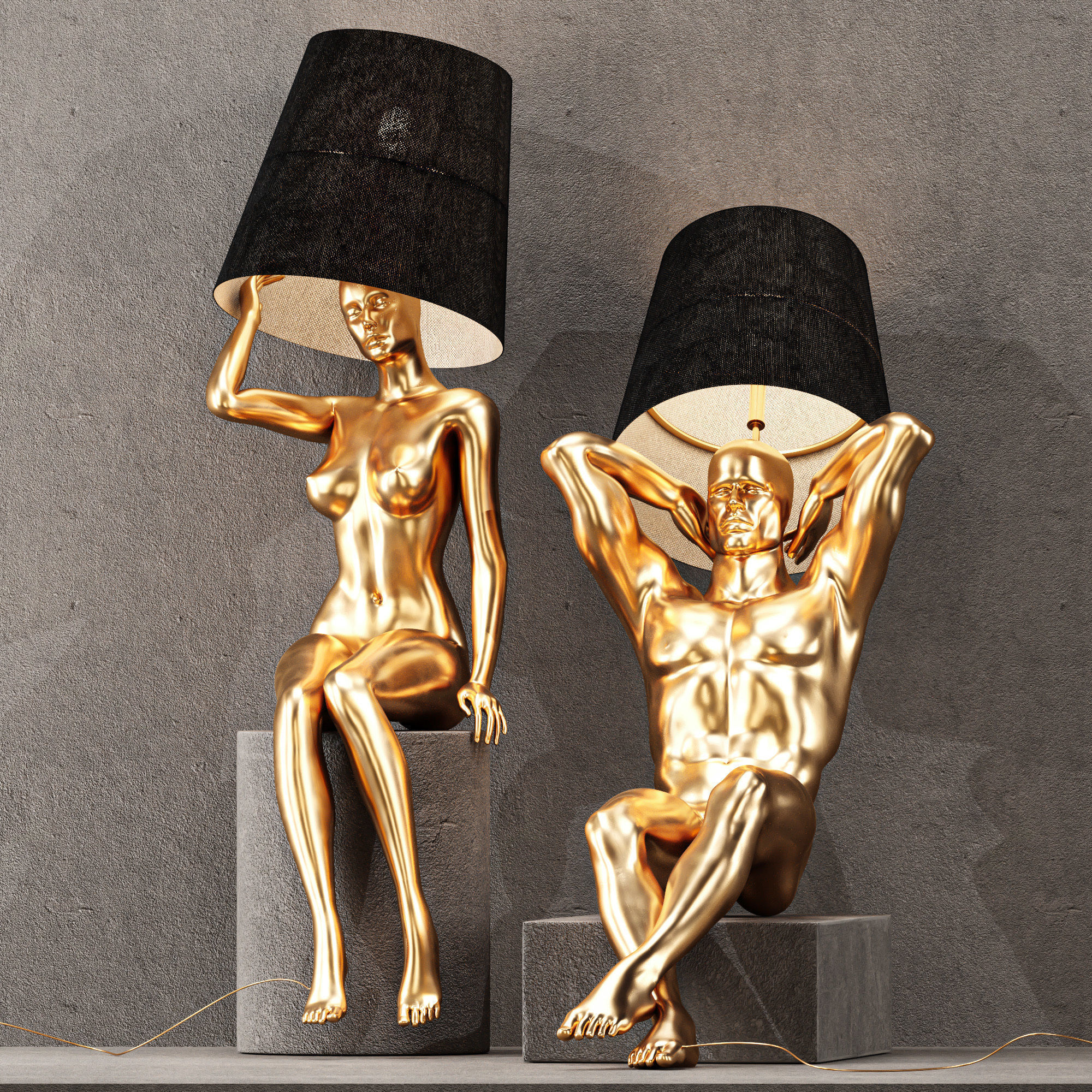 Hommer human lampshade Floor lamp Collection Pose03 3D model_2