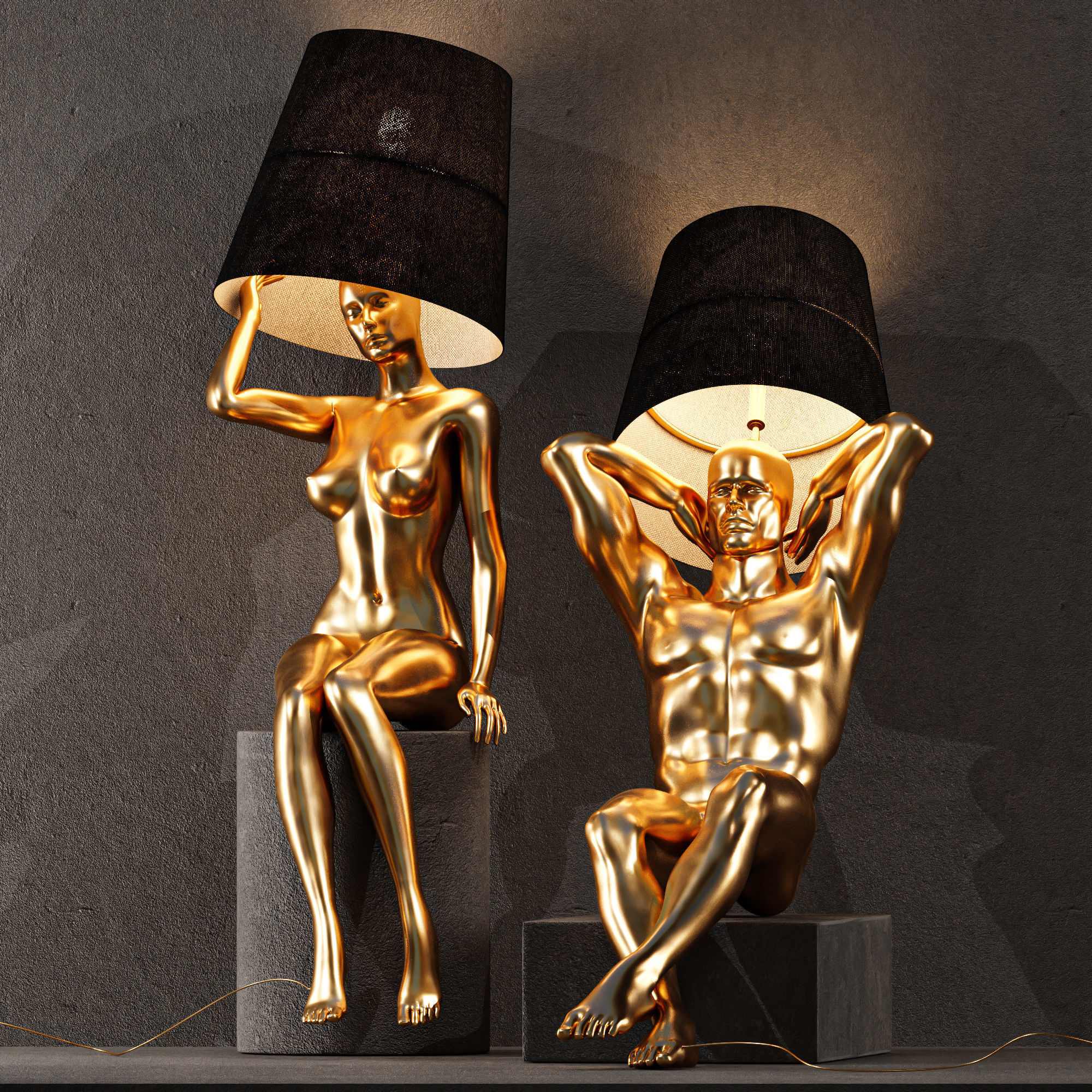 Hommer human lampshade Floor lamp Collection Pose03 3D model_3