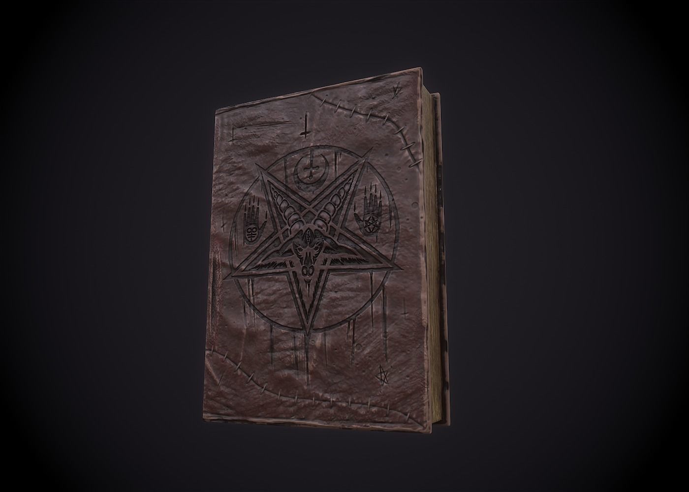 NECRONOMICON pentagram book Low-poly 3D model_2