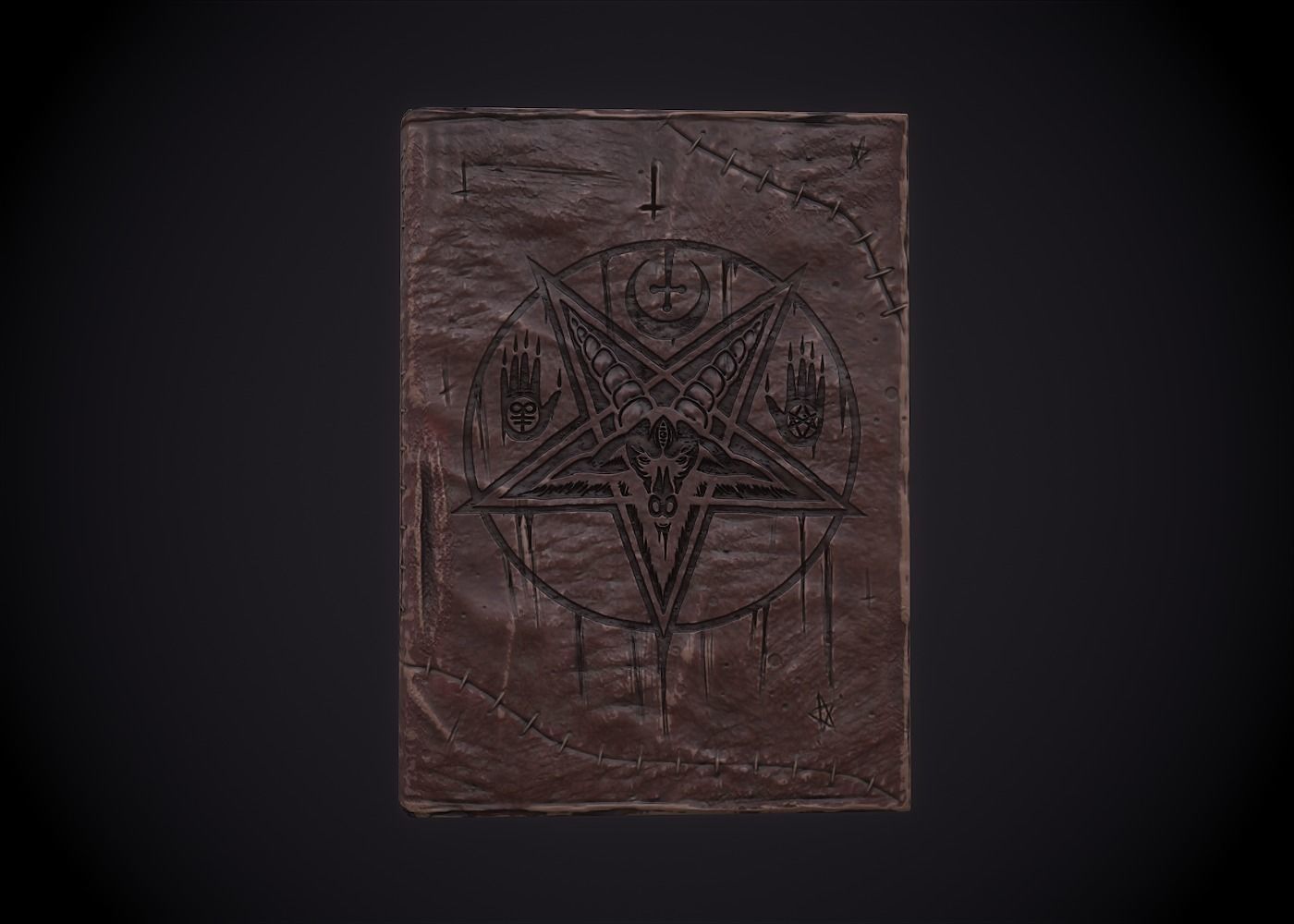NECRONOMICON pentagram book Low-poly 3D model_6
