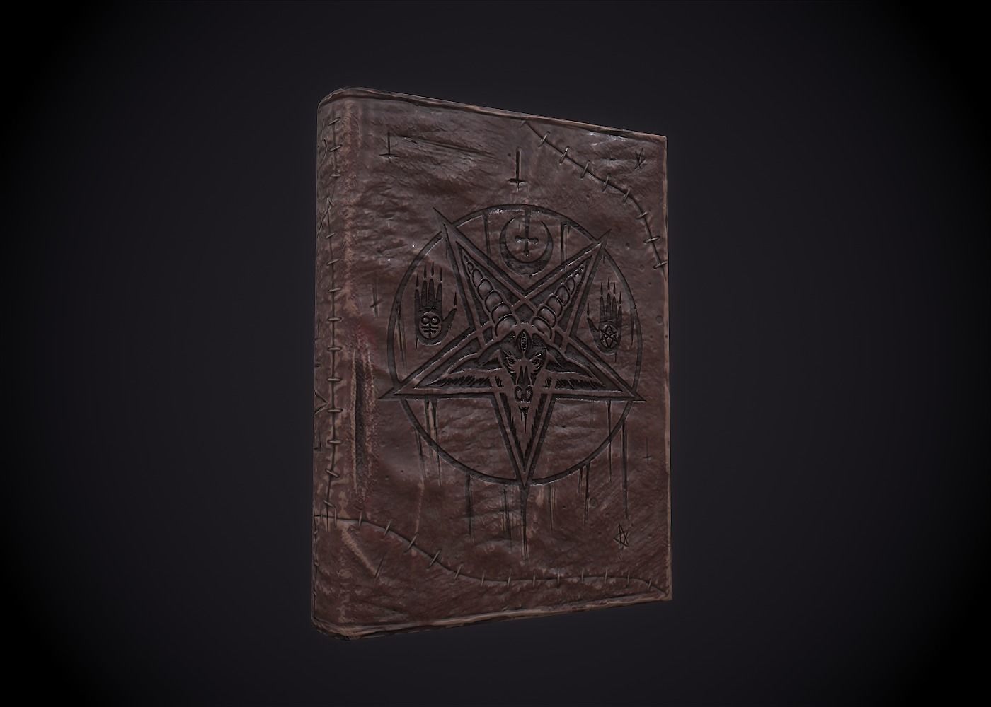 NECRONOMICON pentagram book Low-poly 3D model_1