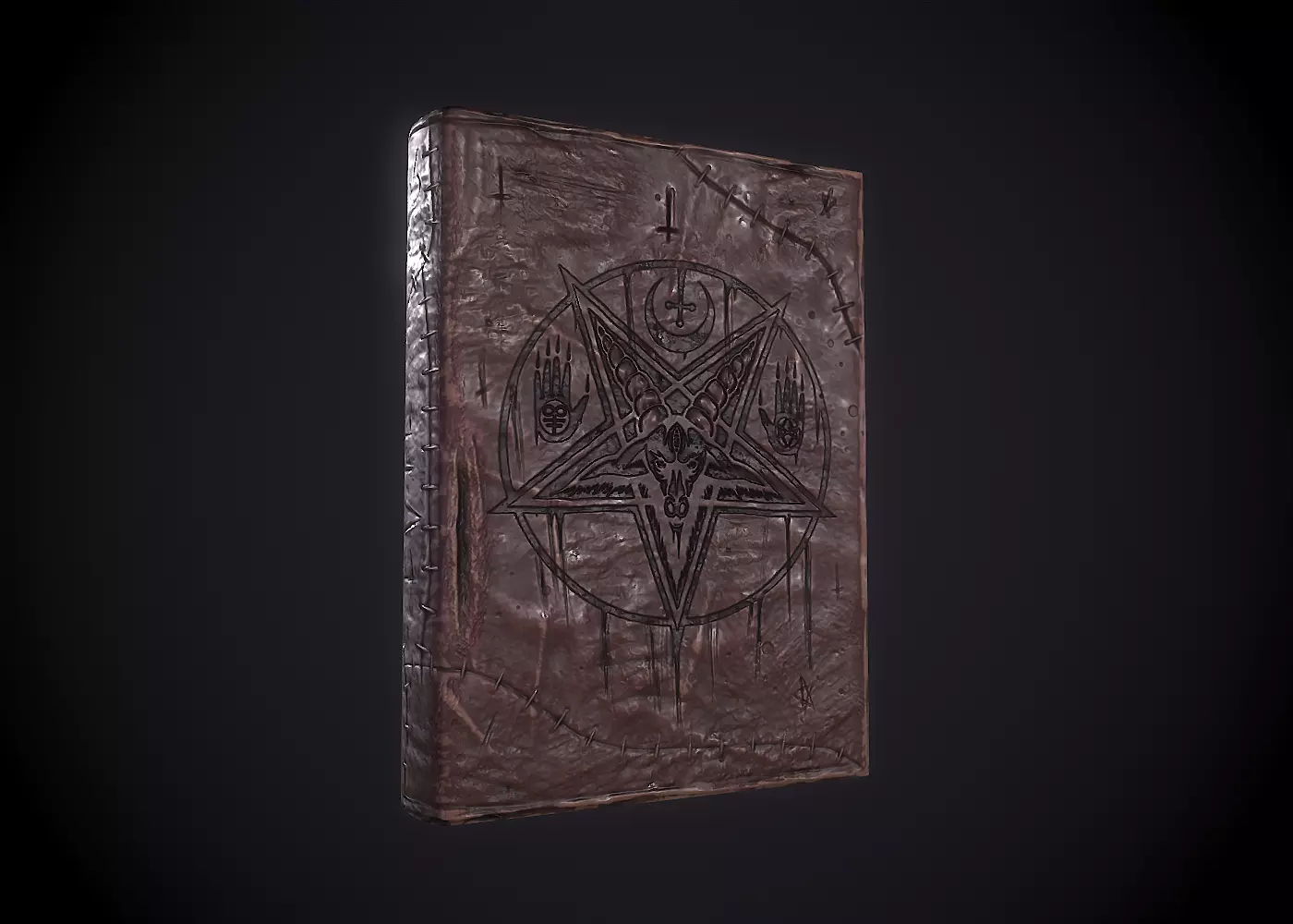 NECRONOMICON pentagram book Low-poly 3D model_0