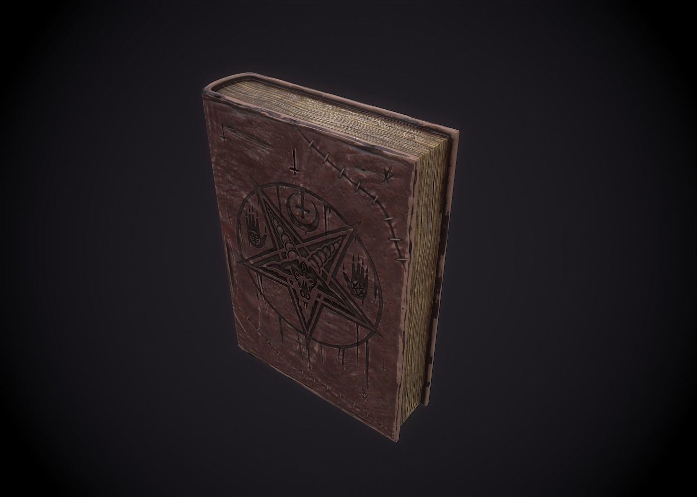 NECRONOMICON pentagram book Low-poly 3D model_3