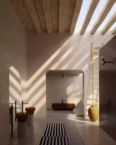 bathroom modern in middle of desert