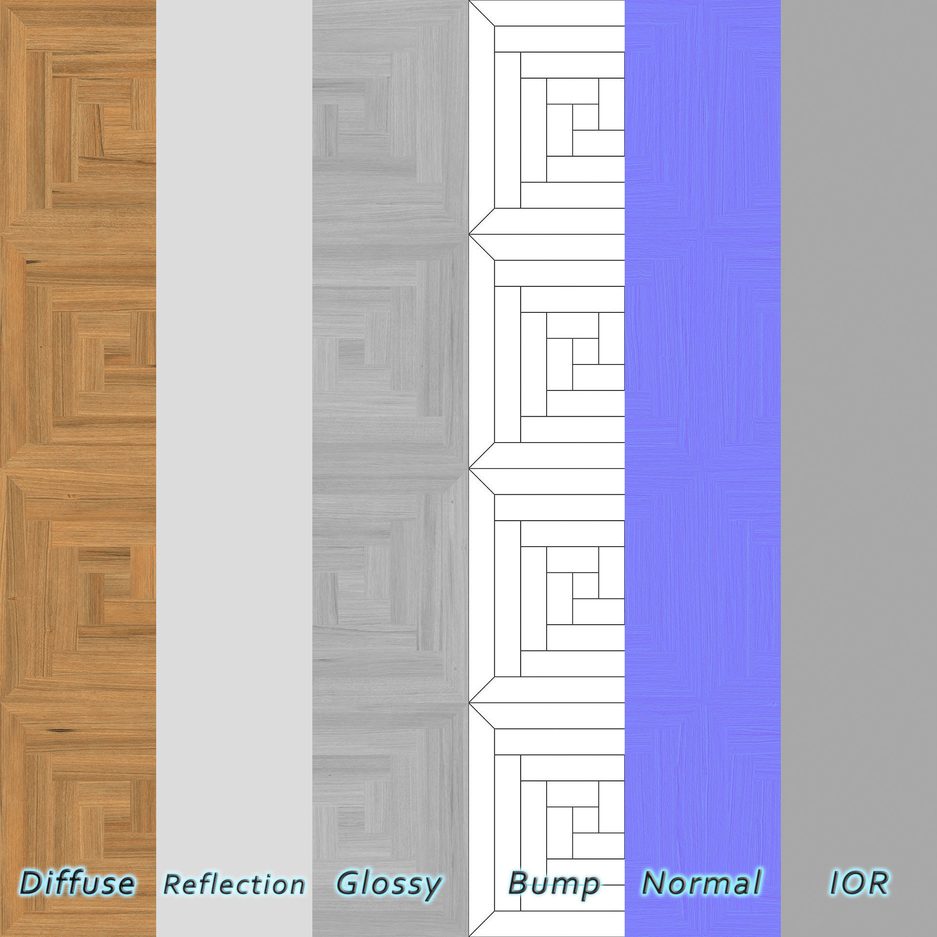 Parquet - Laminate - Wooden floor 4 in 1 3D model_6