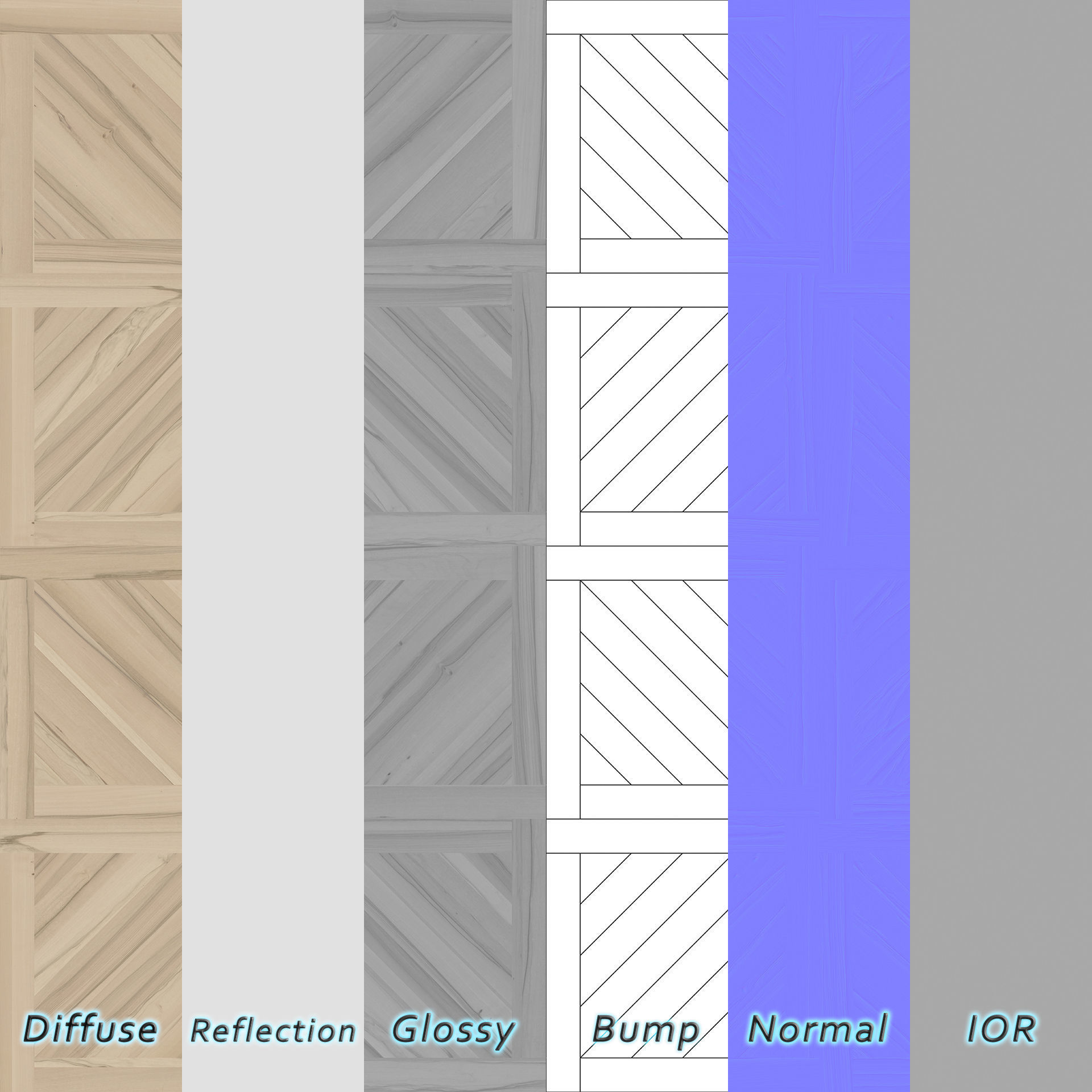 Parquet - Laminate - Wooden floor 4 in 1 3D model_8