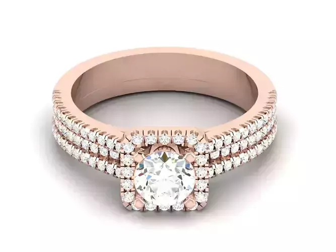 Solitaire Engagement Wedding Halo  Ring 3dm Render Detail  3D print model