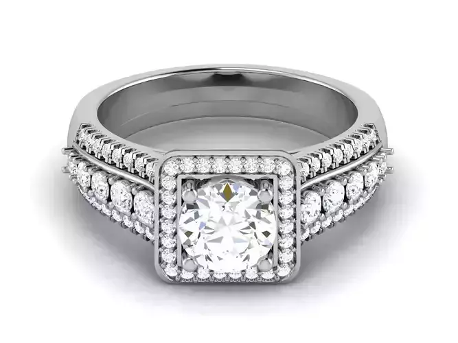 Solitaire Engagement Wedding Halo  Ring 3dm Render Detail  3D print model
