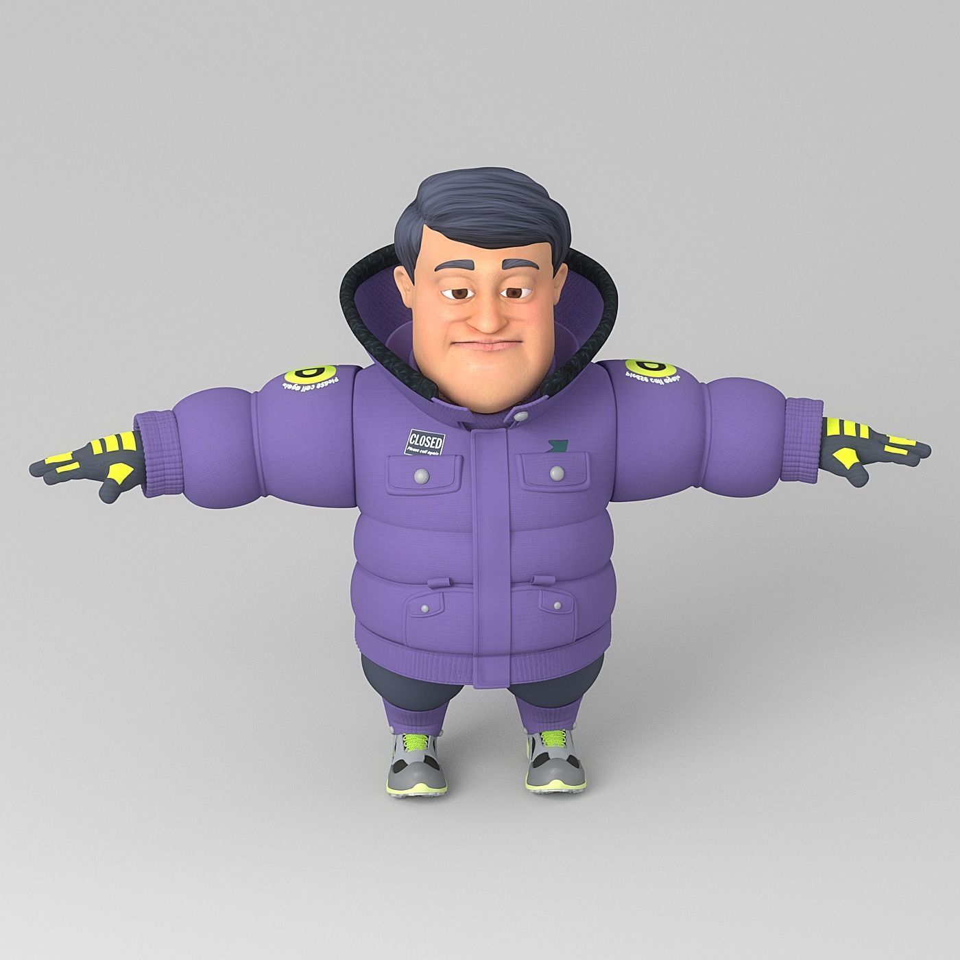 cartoon man 8 3D model_1