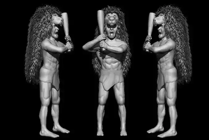 Hercules model man with long hair holding baseball bat