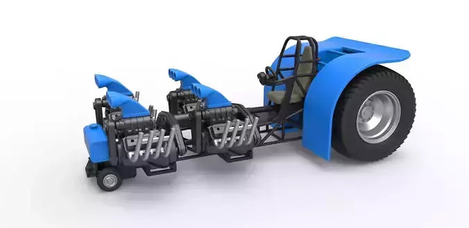 Pulling tractor with 4 longitudinal V8 engines 1 to 25