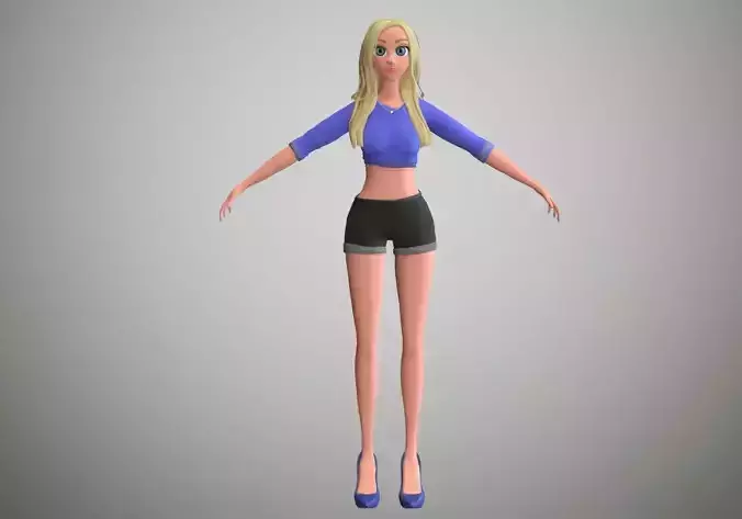 pretty blond woman Low-poly 3D model