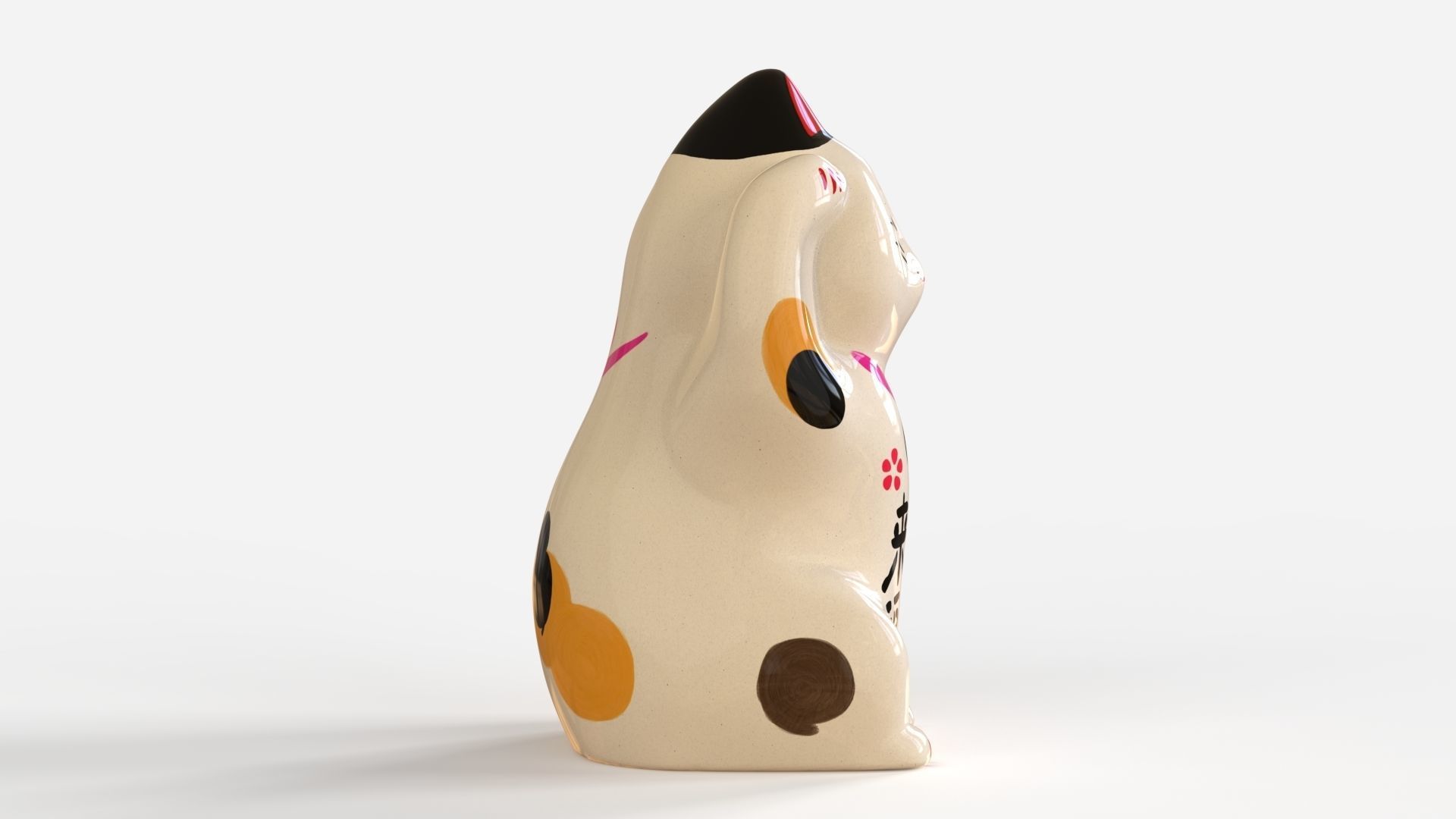 Maneki Neko - Japanese Lucky Cat Low-poly 3D model_4