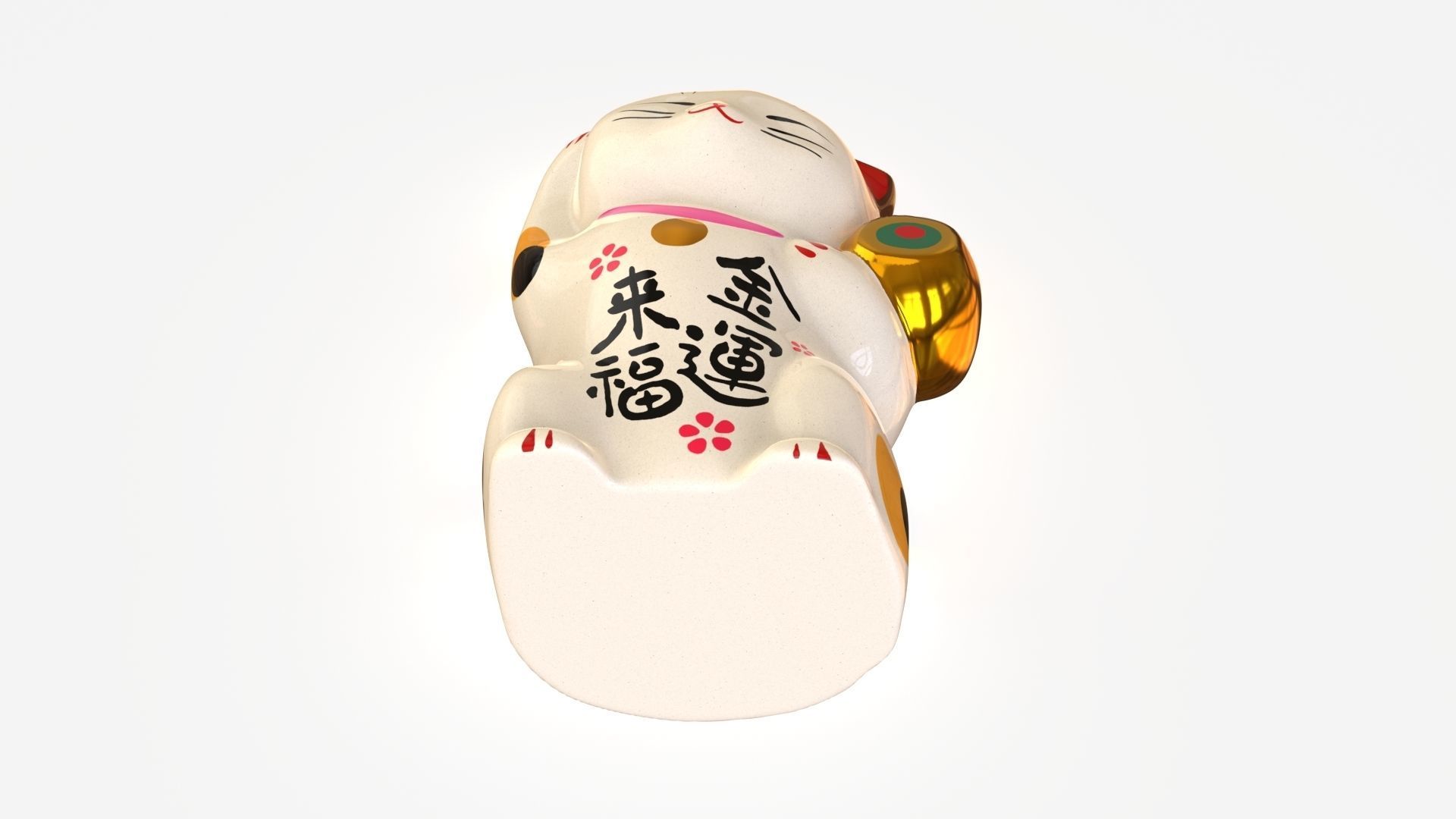 Maneki Neko - Japanese Lucky Cat Low-poly 3D model_7