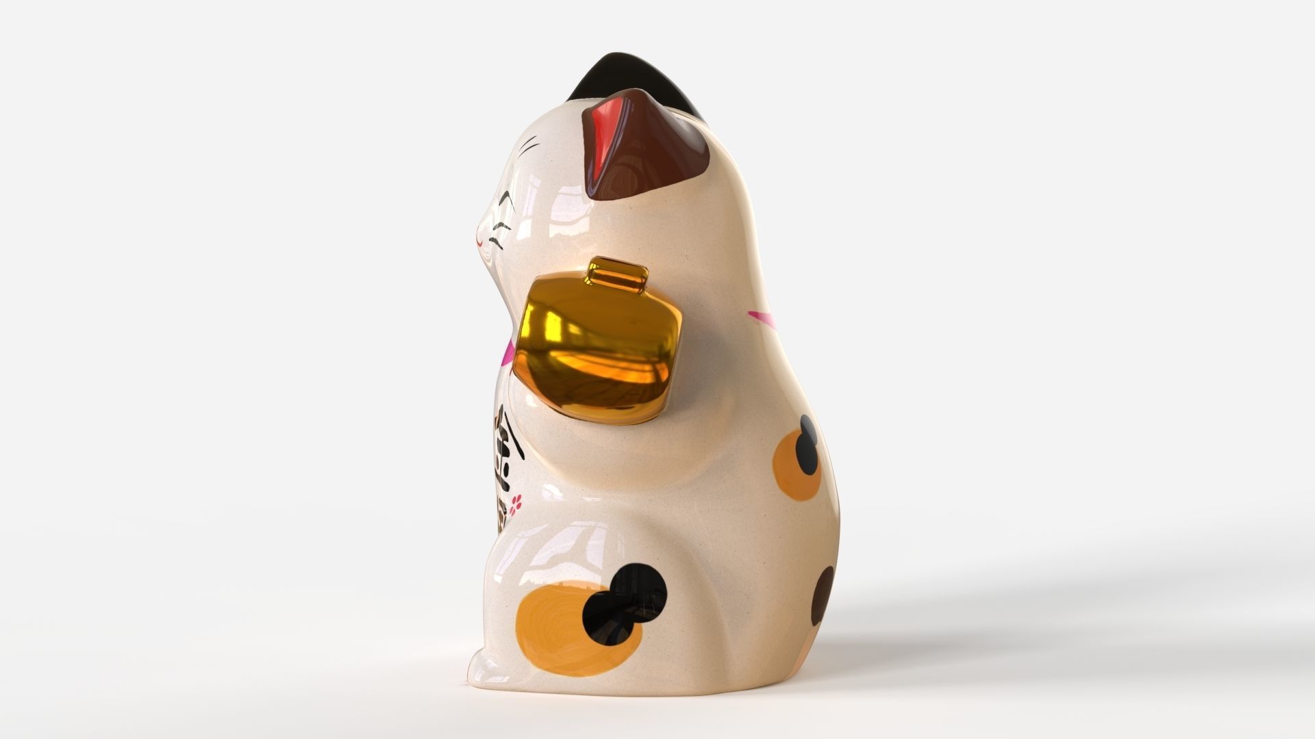 Maneki Neko - Japanese Lucky Cat Low-poly 3D model_2