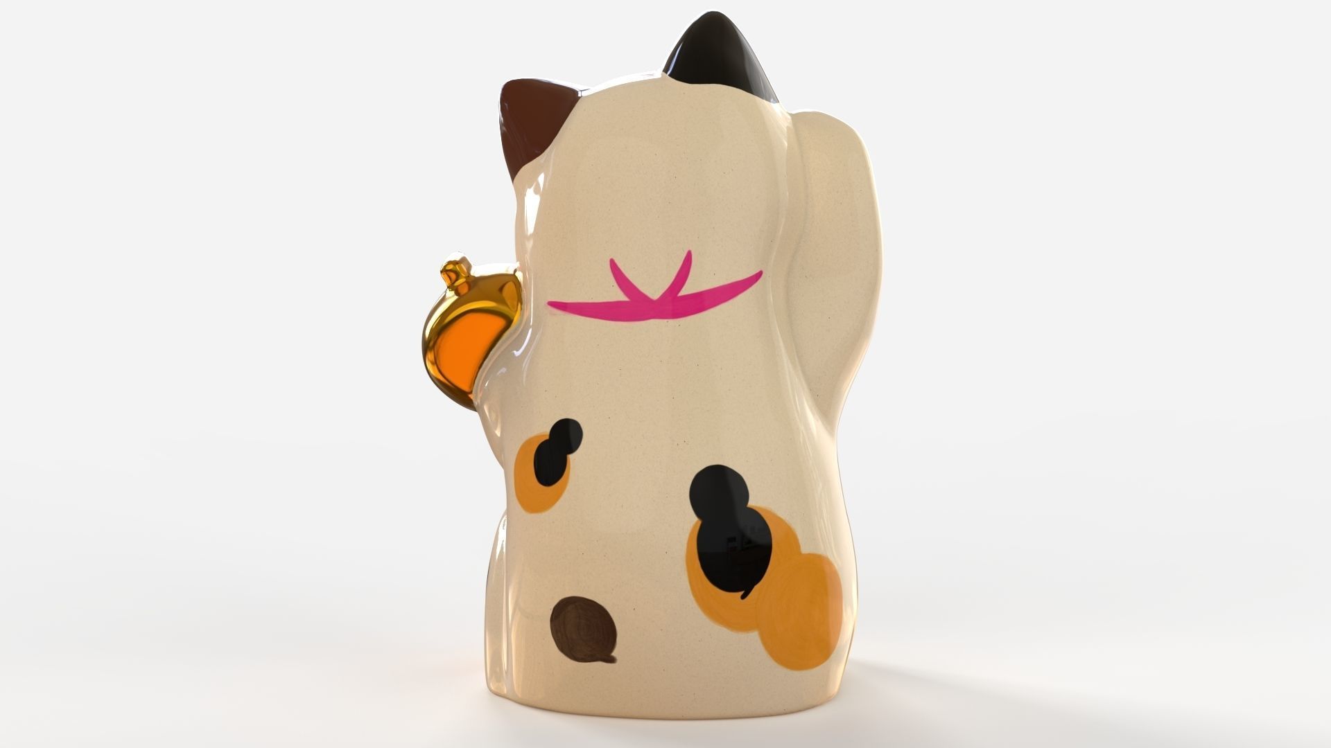 Maneki Neko - Japanese Lucky Cat Low-poly 3D model_5