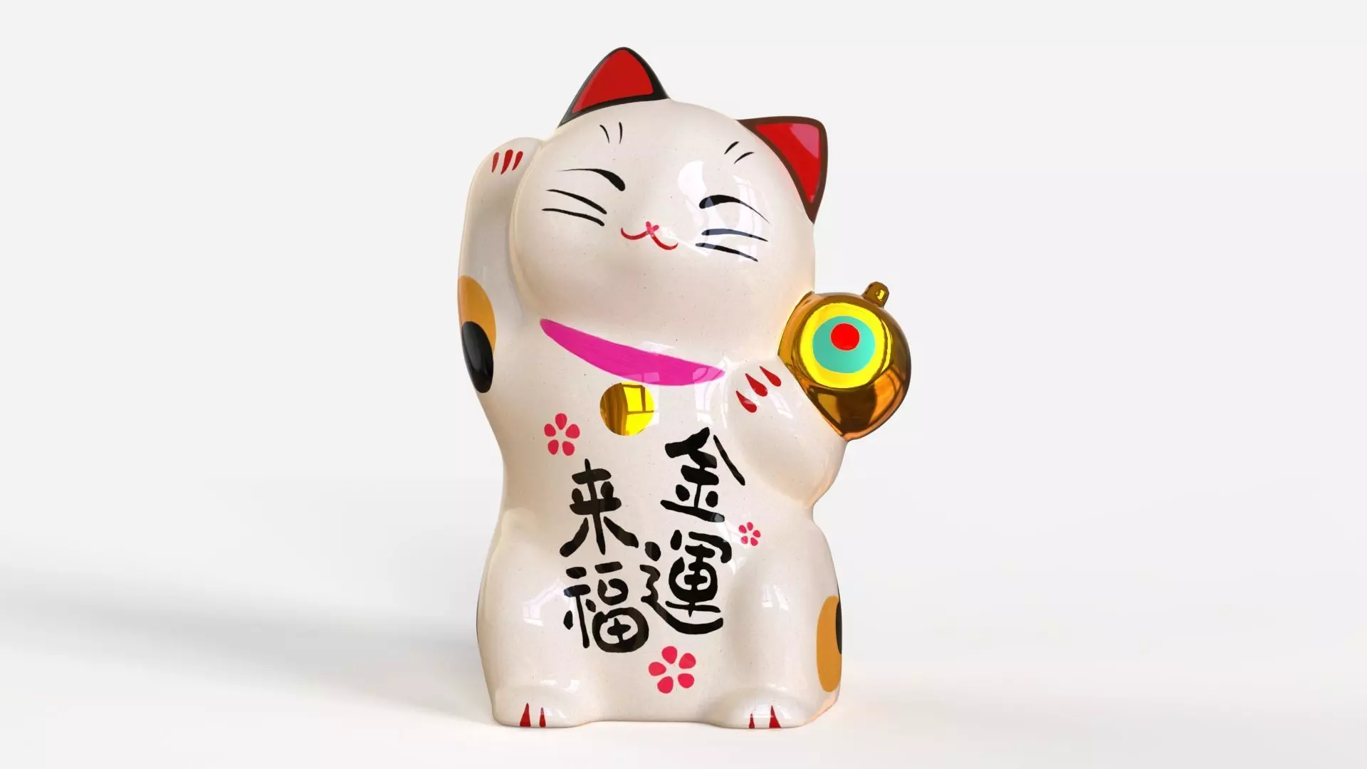 Maneki Neko - Japanese Lucky Cat Low-poly 3D model_0