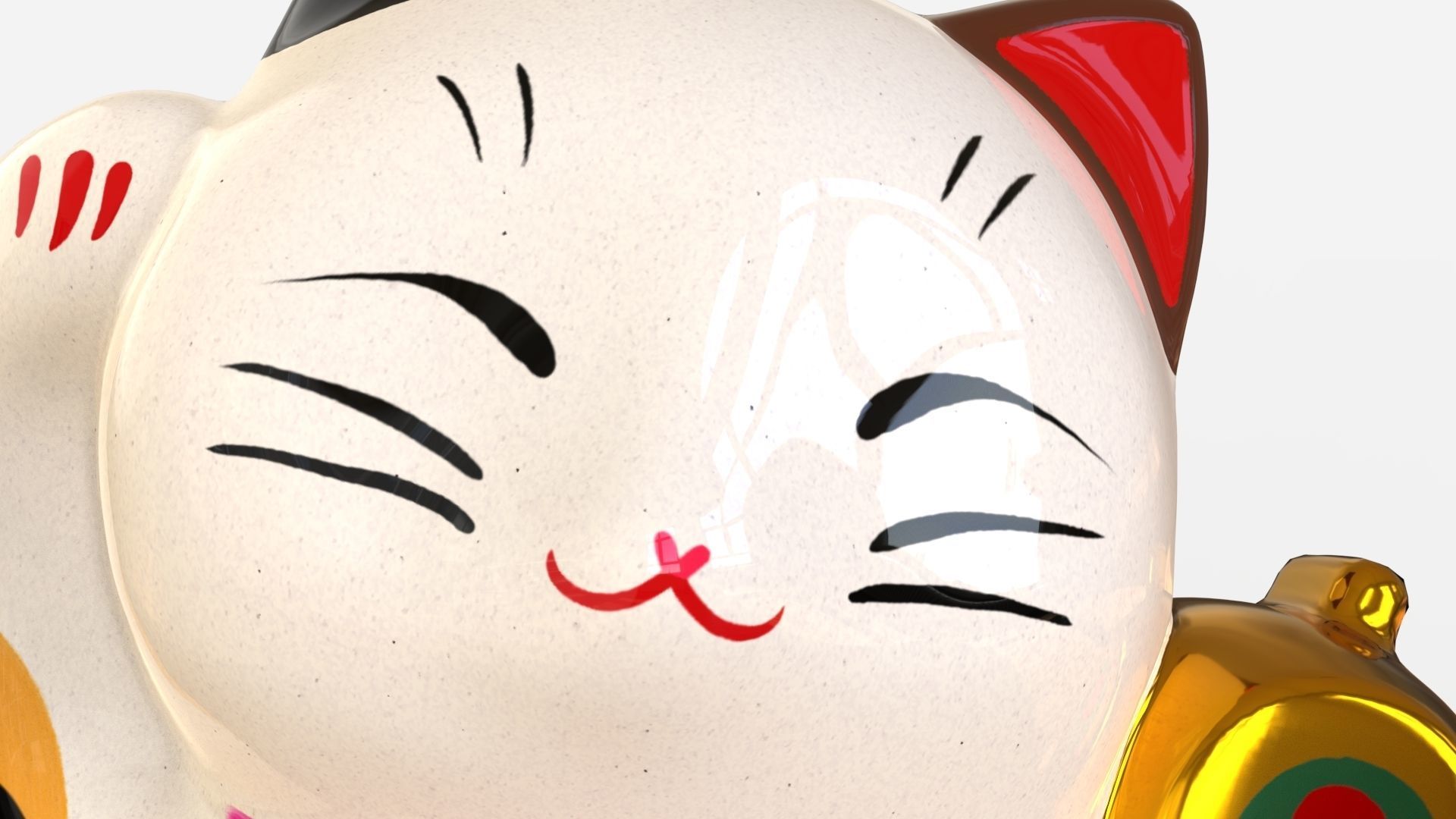 Maneki Neko - Japanese Lucky Cat Low-poly 3D model_1