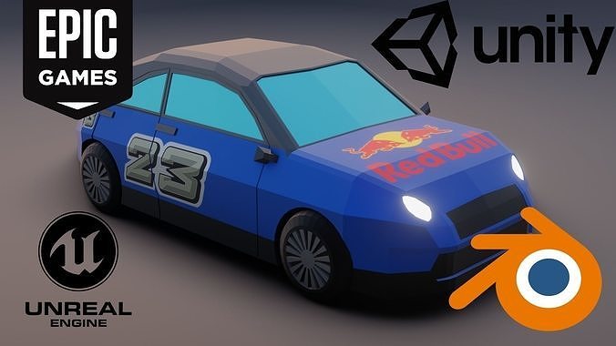 LOW POLY RACE CAR  Low-poly 3D model