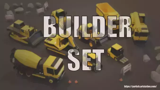 Builder Asset  Low-poly 3D model