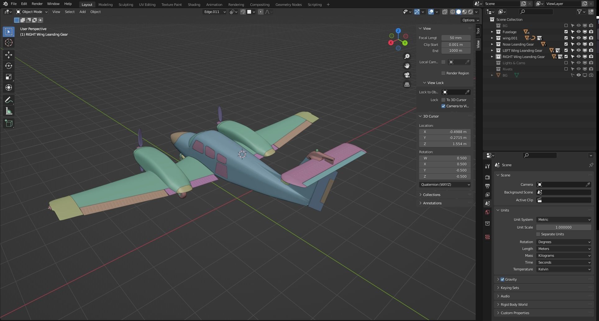 Piper PA-44 Seminole Blender 3D model_4