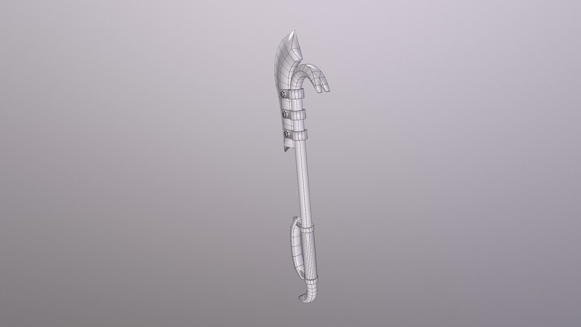Crowbar rusty axe with handle Low-poly 3D model_6