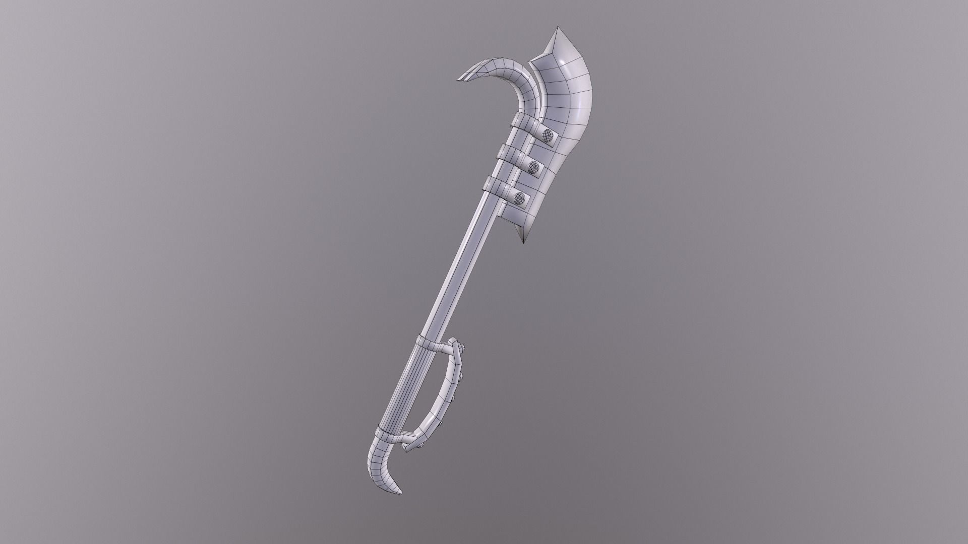 Crowbar rusty axe with handle Low-poly 3D model_7