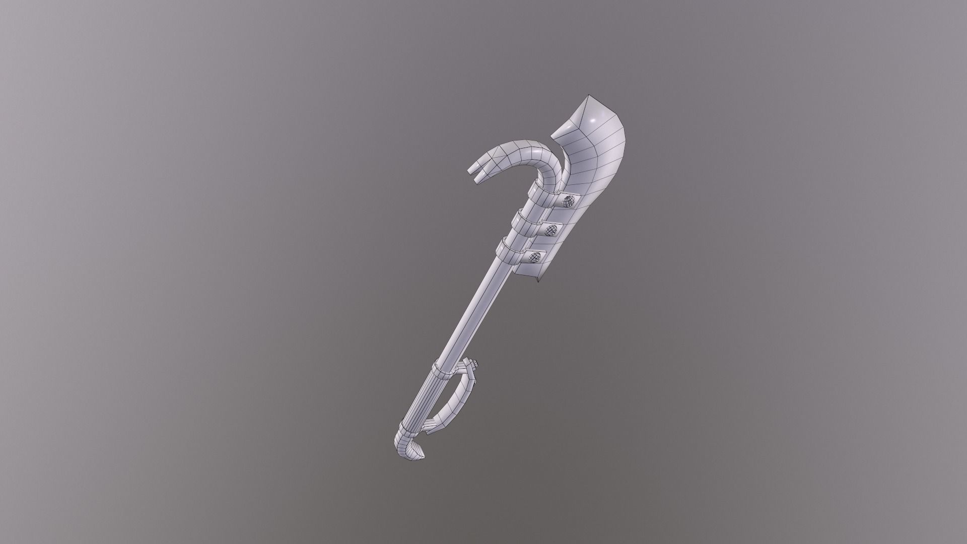 Crowbar rusty axe with handle Low-poly 3D model_5