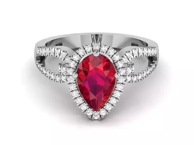 Engagement Wedding Pear Stone Ring 3dm Render Detail  3D print model