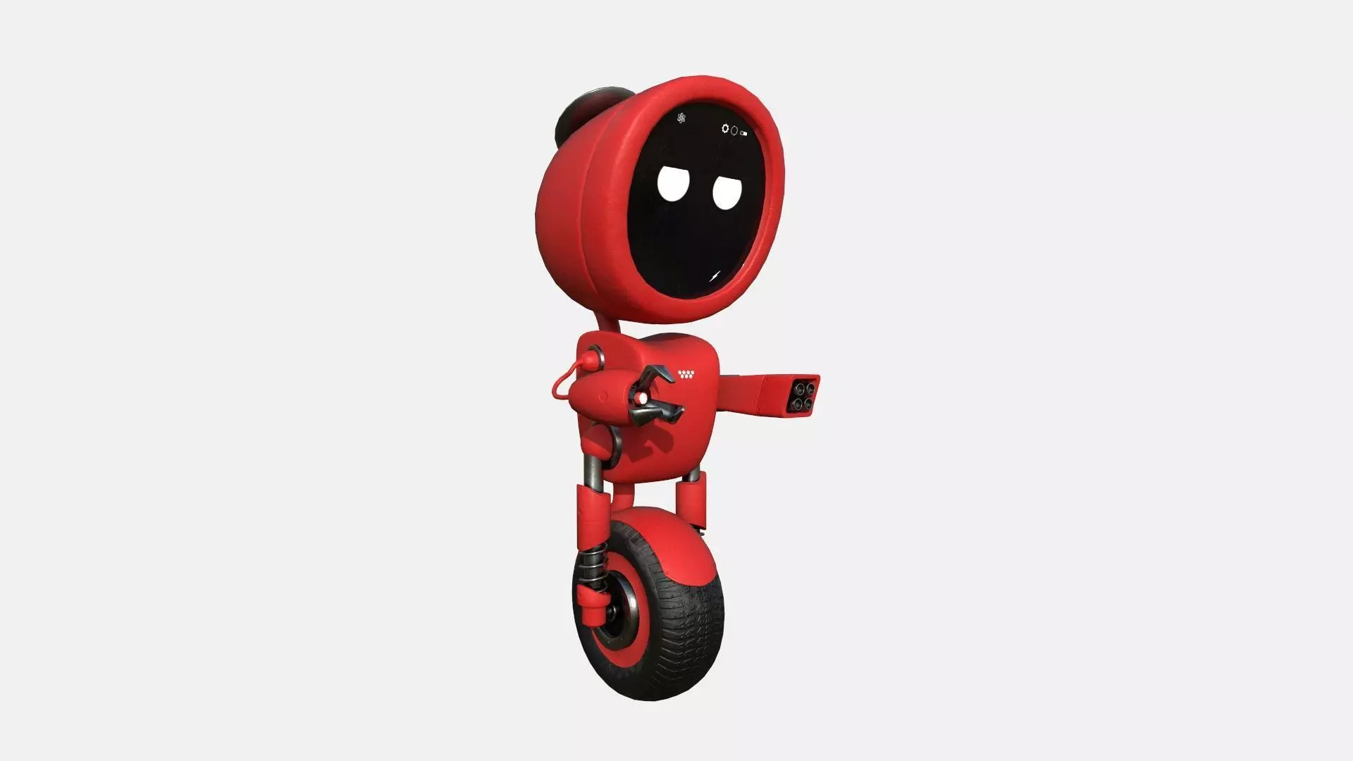 Wheel Robot H08 Red - SciFi Character Design Low-poly 3D model_0