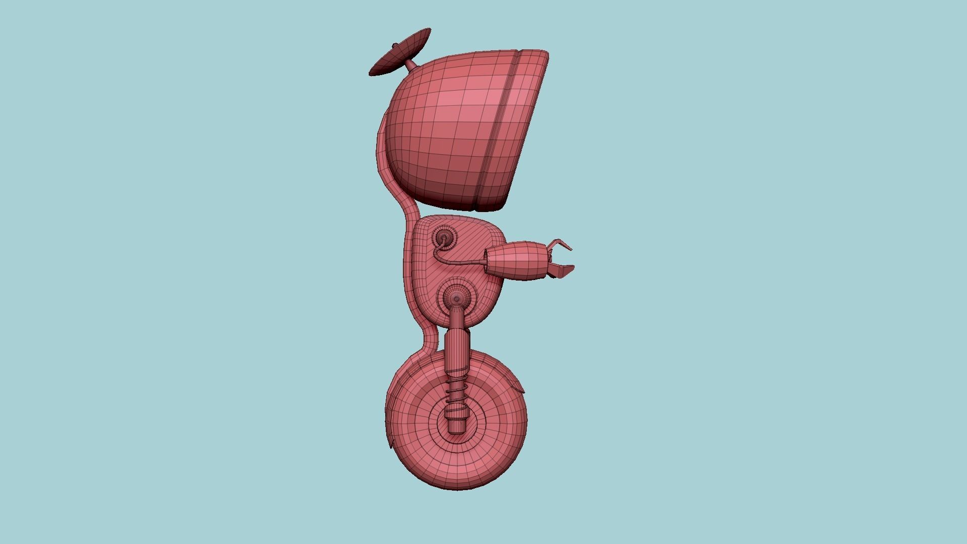 Wheel Robot H08 Red - SciFi Character Design Low-poly 3D model_19