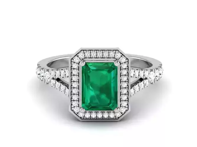 Wedding Engagement Emerald Stone Ring 3dm Render Detail 