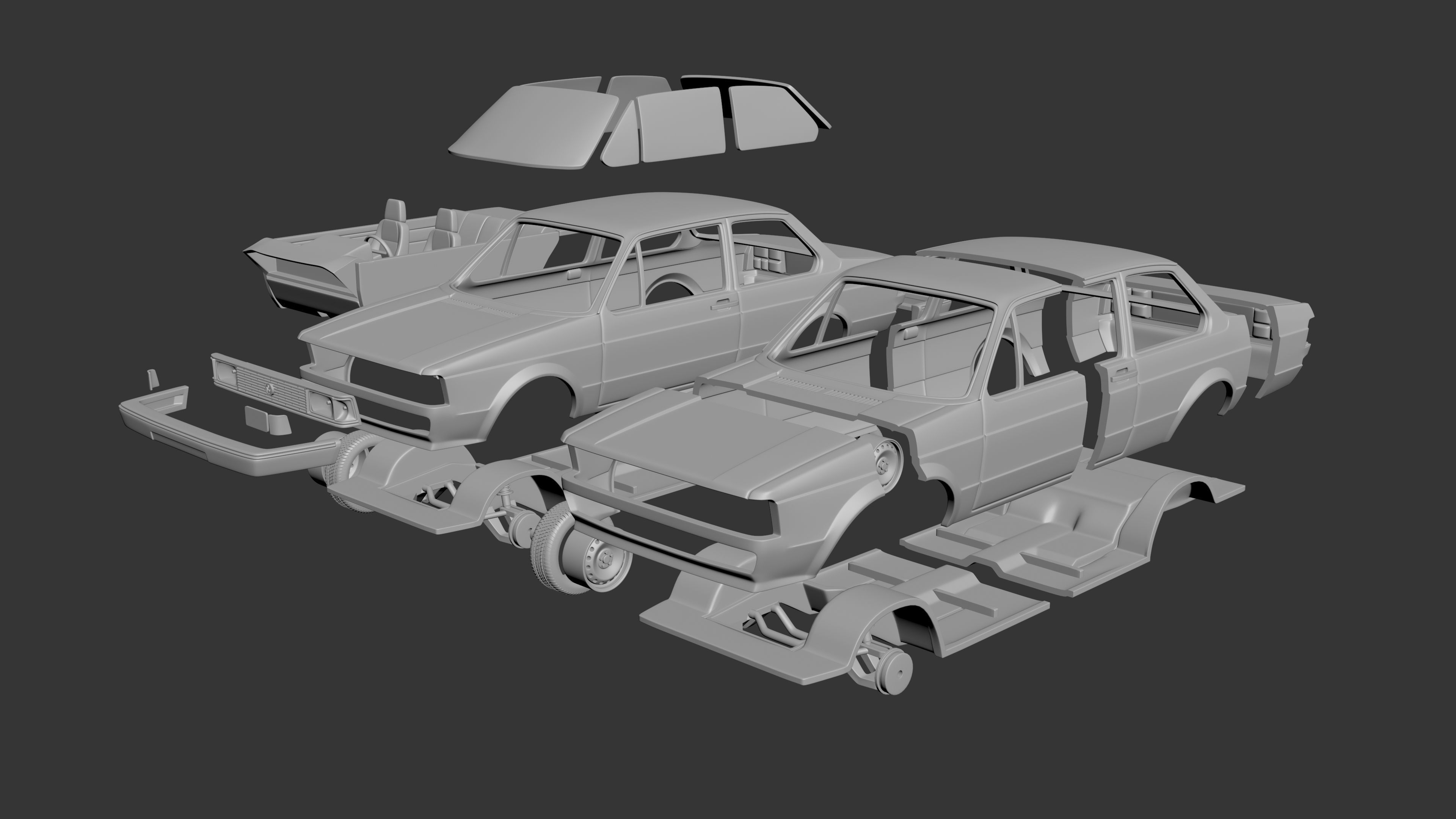 Volkswagen Jetta 1979 2 Door 3D print model_9