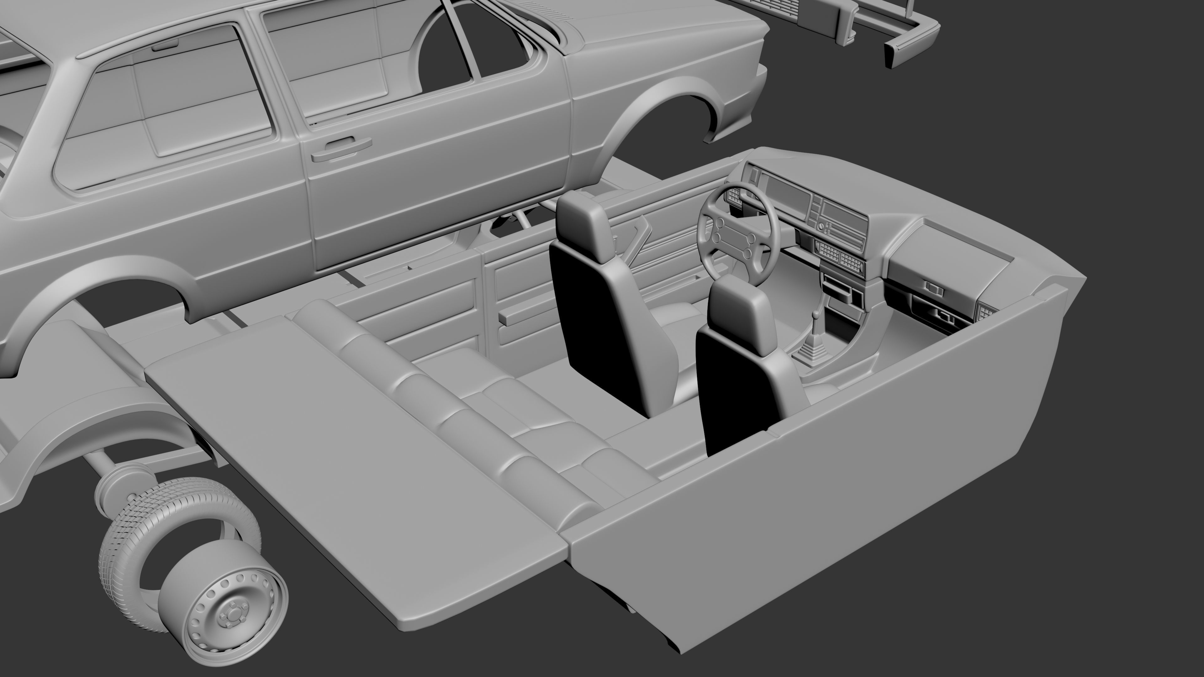 Volkswagen Jetta 1979 2 Door 3D print model_11