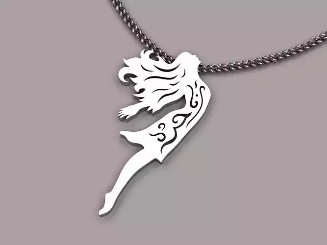  Woman freedom life pendant printable jewelry  gold 3D model