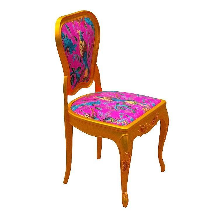 Classical Dining chair Low-poly 3D model_2