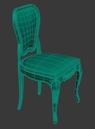 Classical Dining chair Low-poly 3D model_9