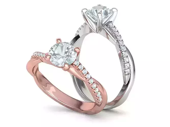 1CT Engagement Ring French Pave Setting Diamond Ring 3D print model
