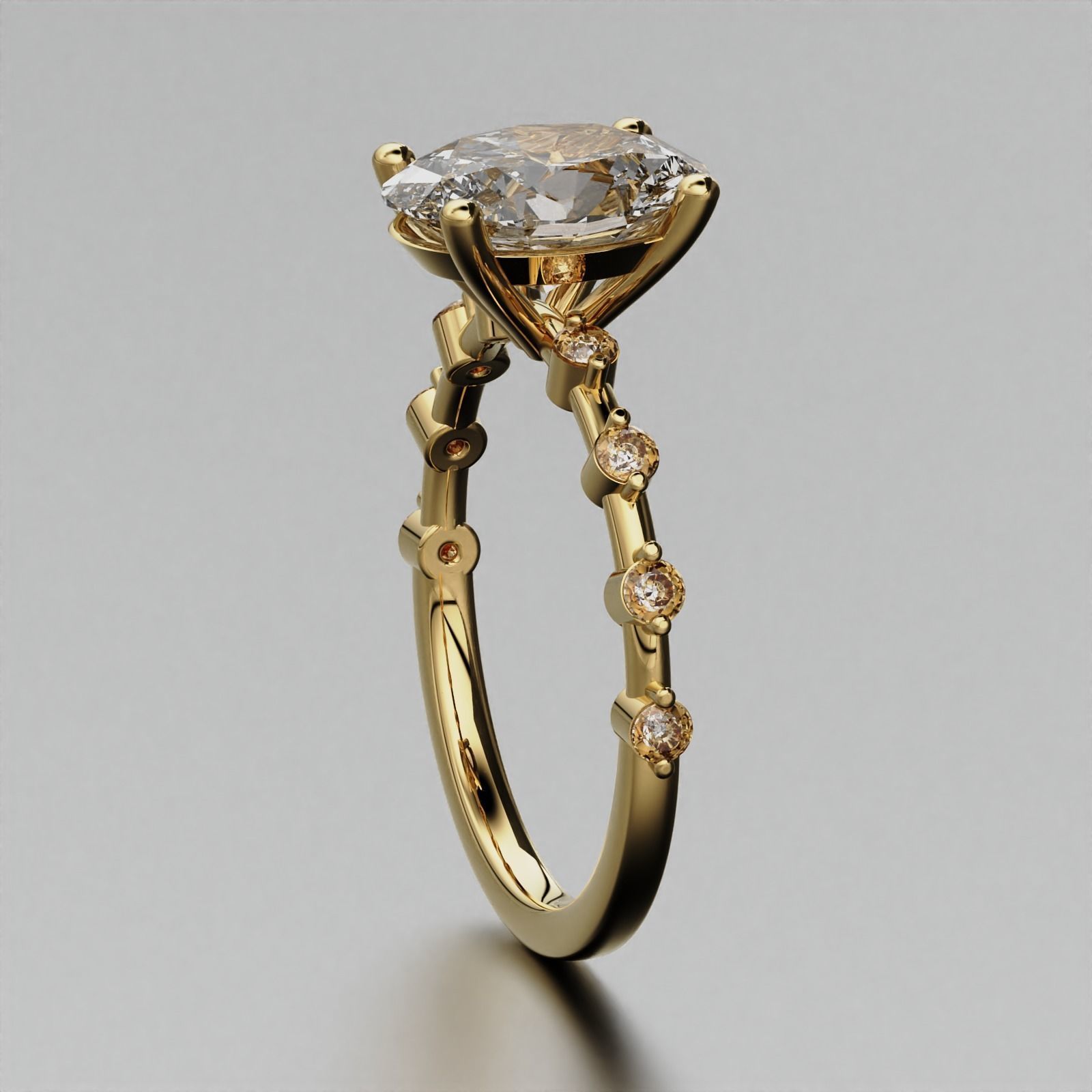 Oval Diamond Ring 3D print model_6