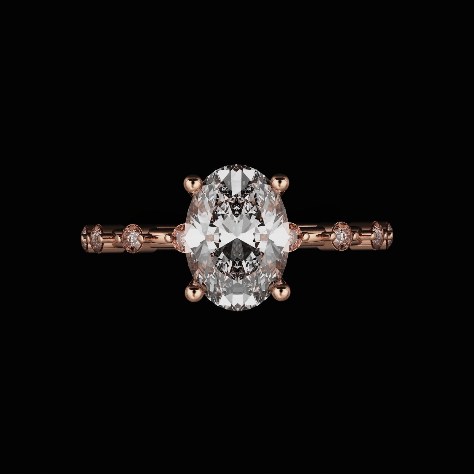 Oval Diamond Ring 3D print model_2