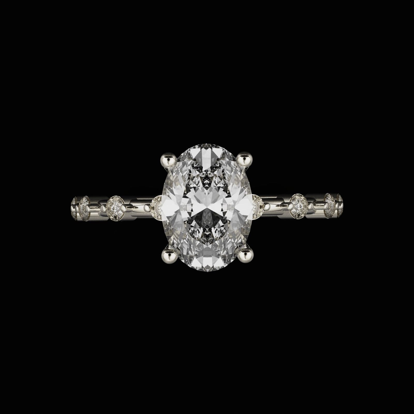 Oval Diamond Ring 3D print model_4